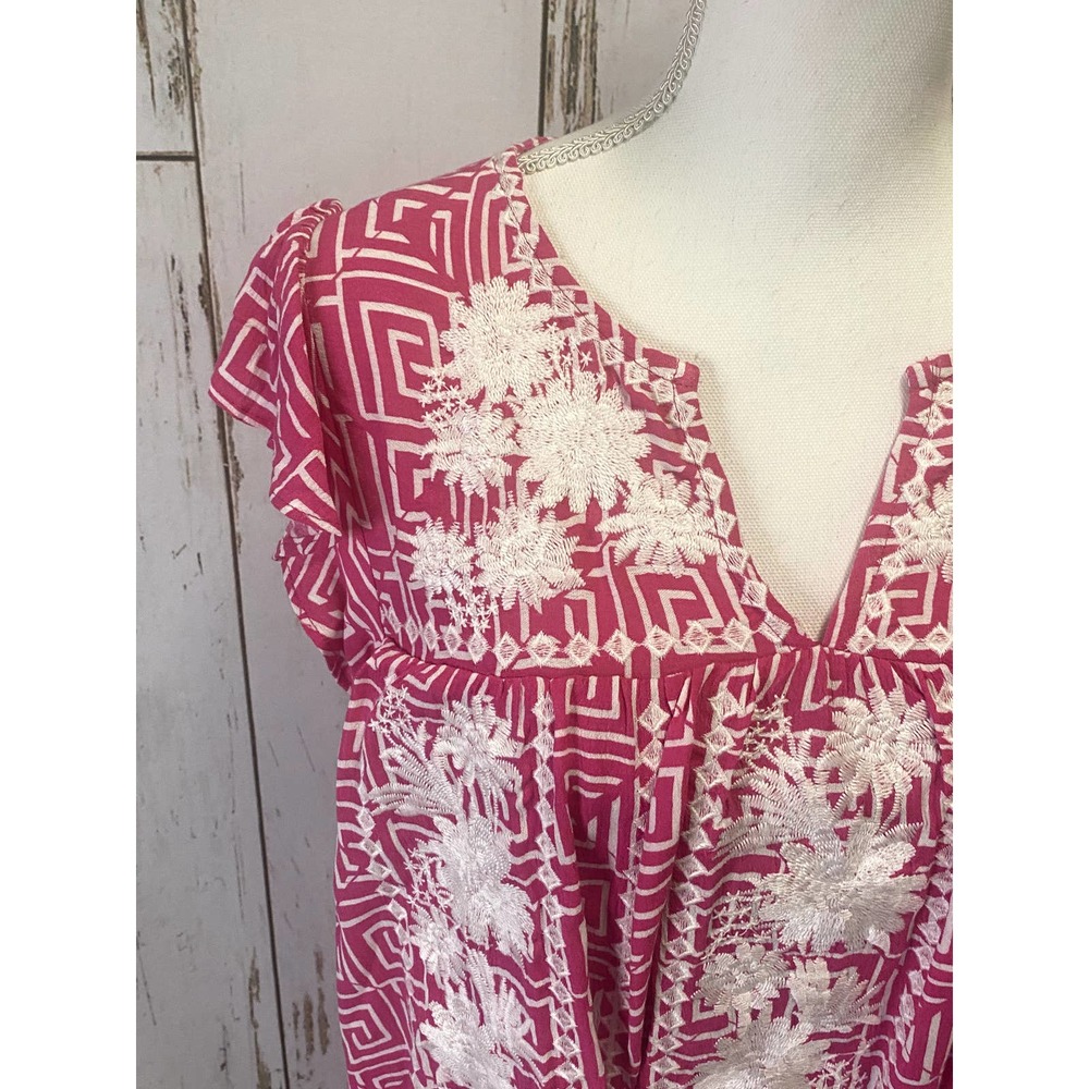 NWT Angel Heart Sleeveless Pink And White Embroidered Dress - Picture 6 of 7